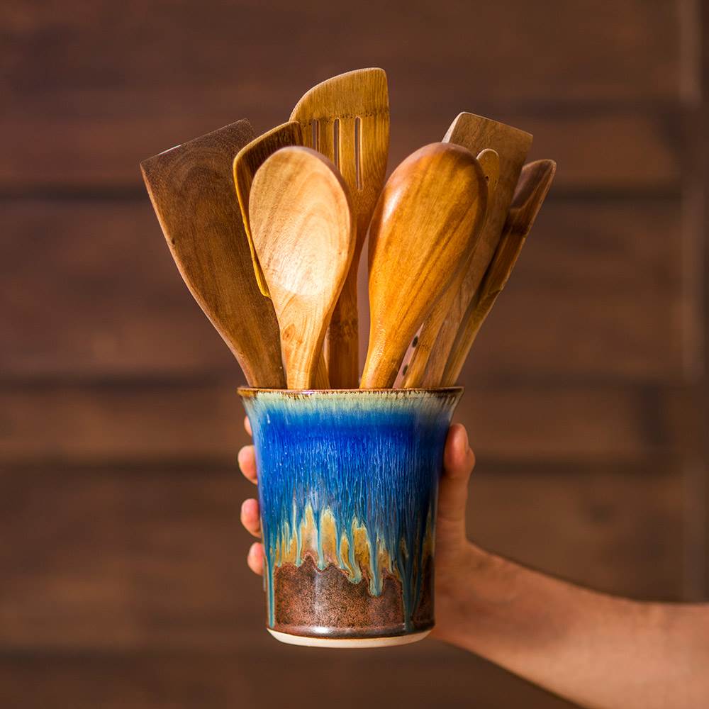 Utensil Holder Amber Blue