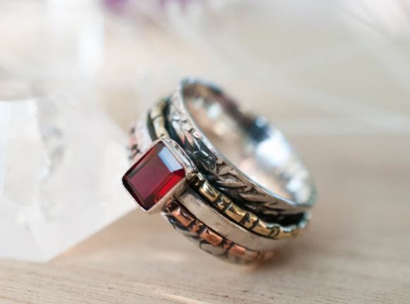 Barbara Meditation Ring Garnet