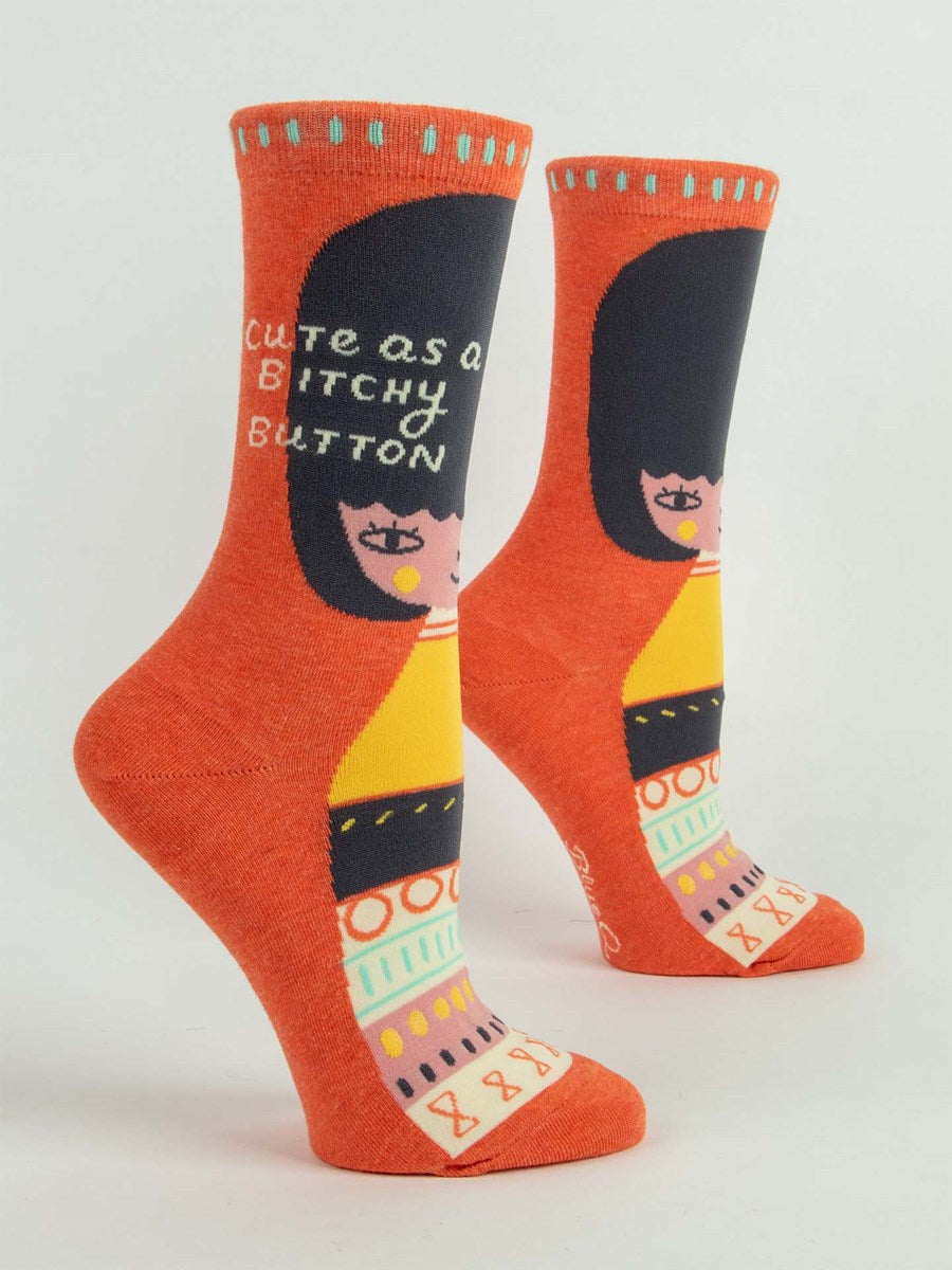 Bitchy Button Crew Socks