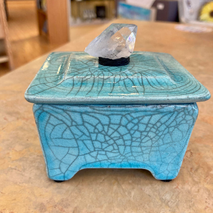 3" Raku Box Turquoise Crackle