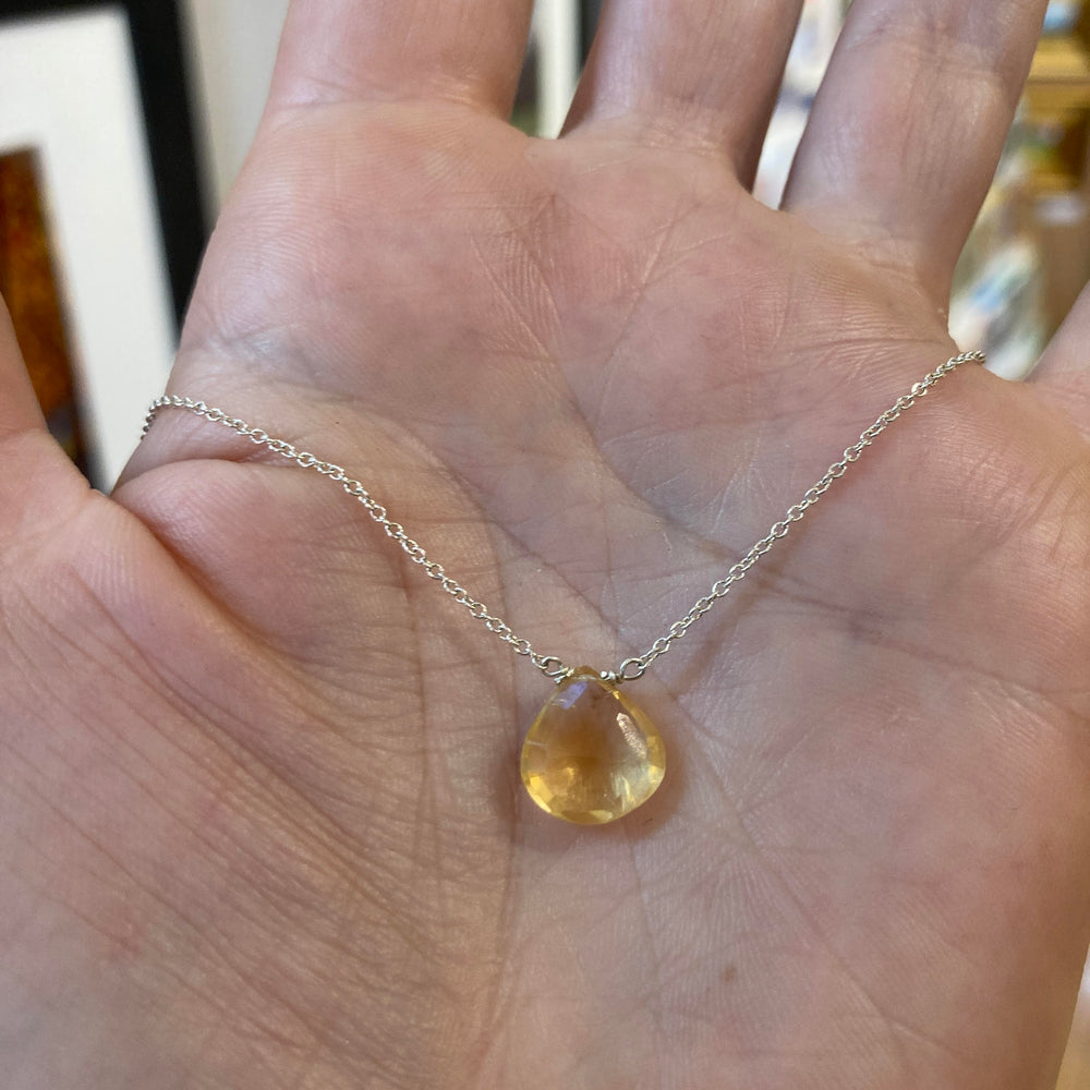 16" Silver Necklace Citrine