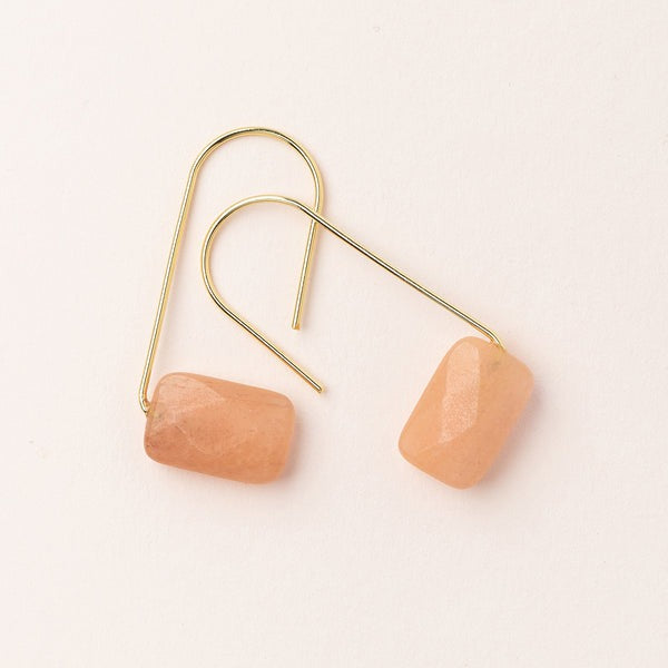 Floating Stone Earrings Sunstone Gold