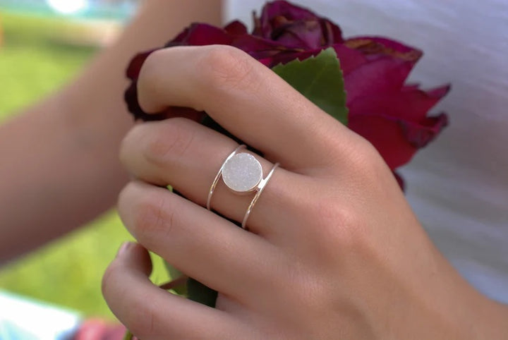 Helen Ring White Druzy Sterling Silver