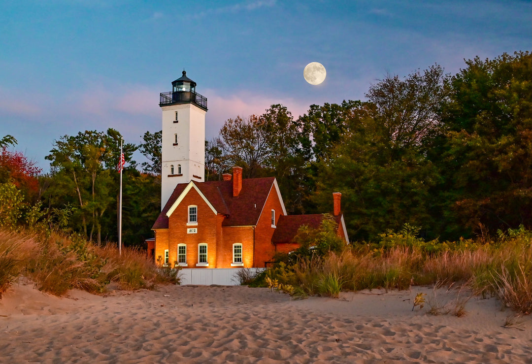 Moonrise Presque Isle Lighthouse