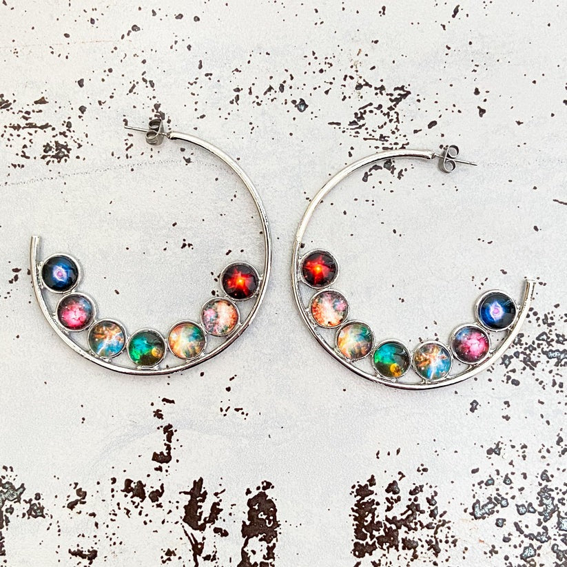 Nebula Rainbow Pride Hoop Earrings