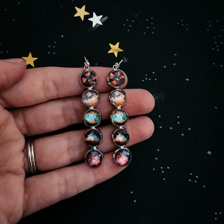 Nebula Rainbow Vertical Dangle Earrings