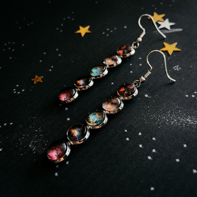 Nebula Rainbow Vertical Dangle Earrings