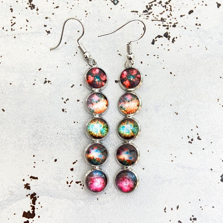 Nebula Rainbow Vertical Dangle Earrings