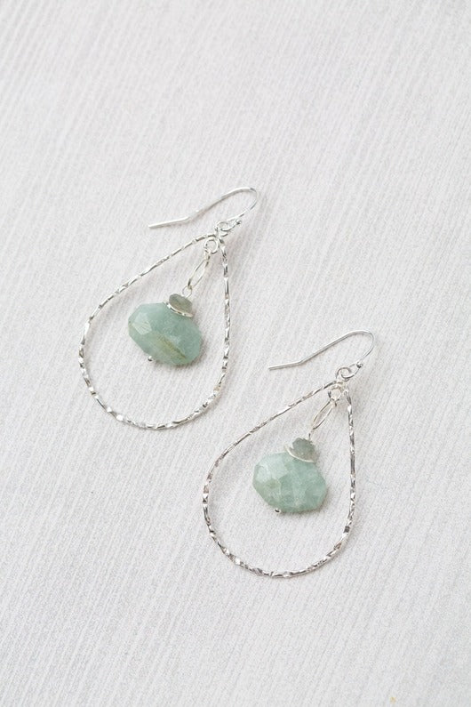 Resilience Earrings Labradorite + Aquamarine