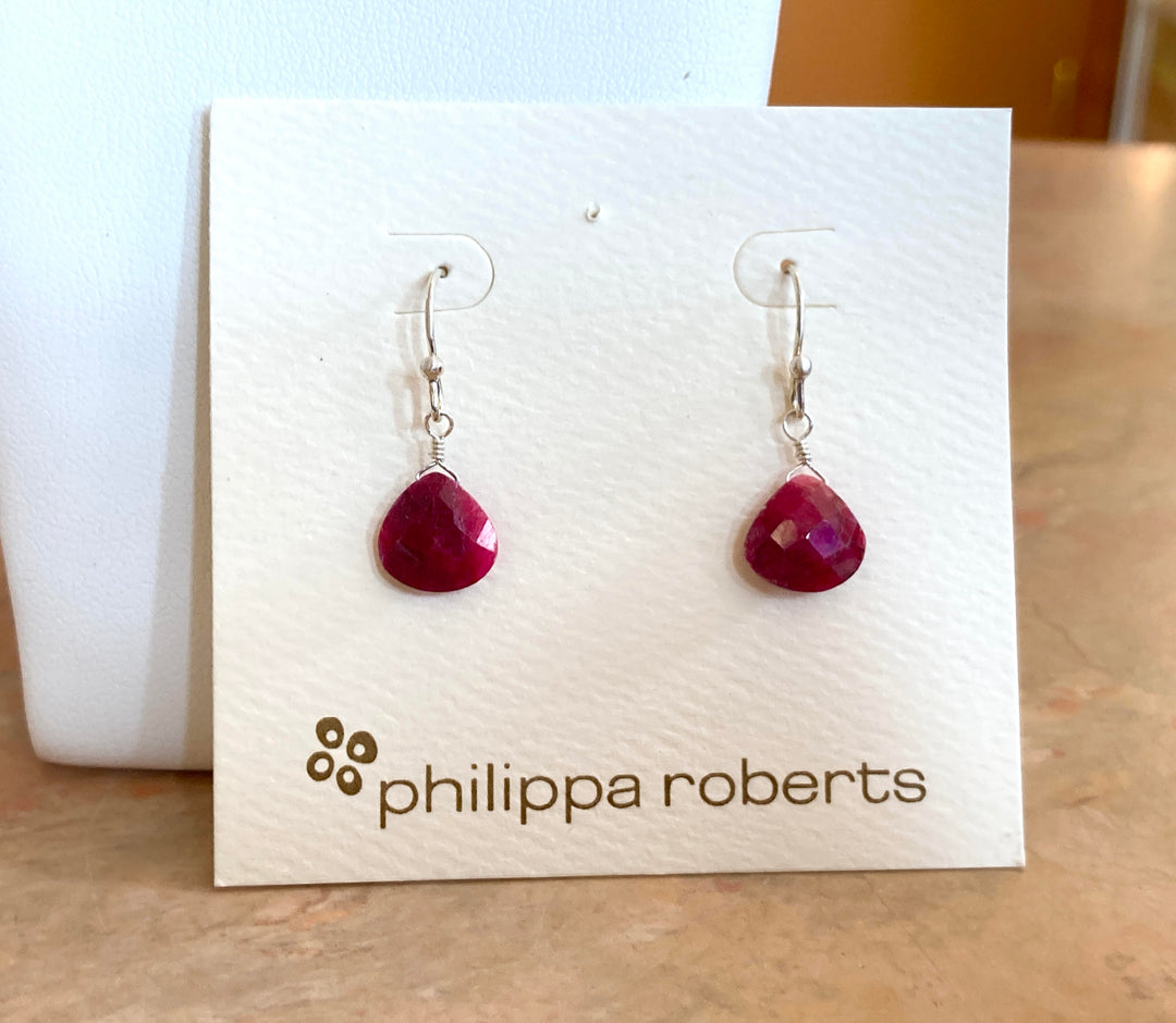 Silver Earrings Ruby