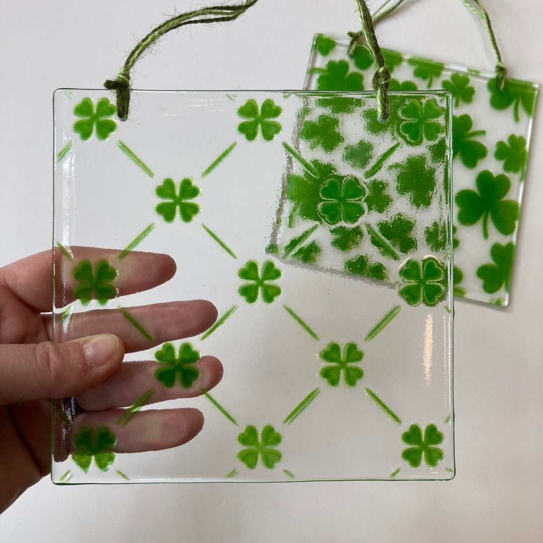 Mini Shamrock 6"X6" Fused Glass Square