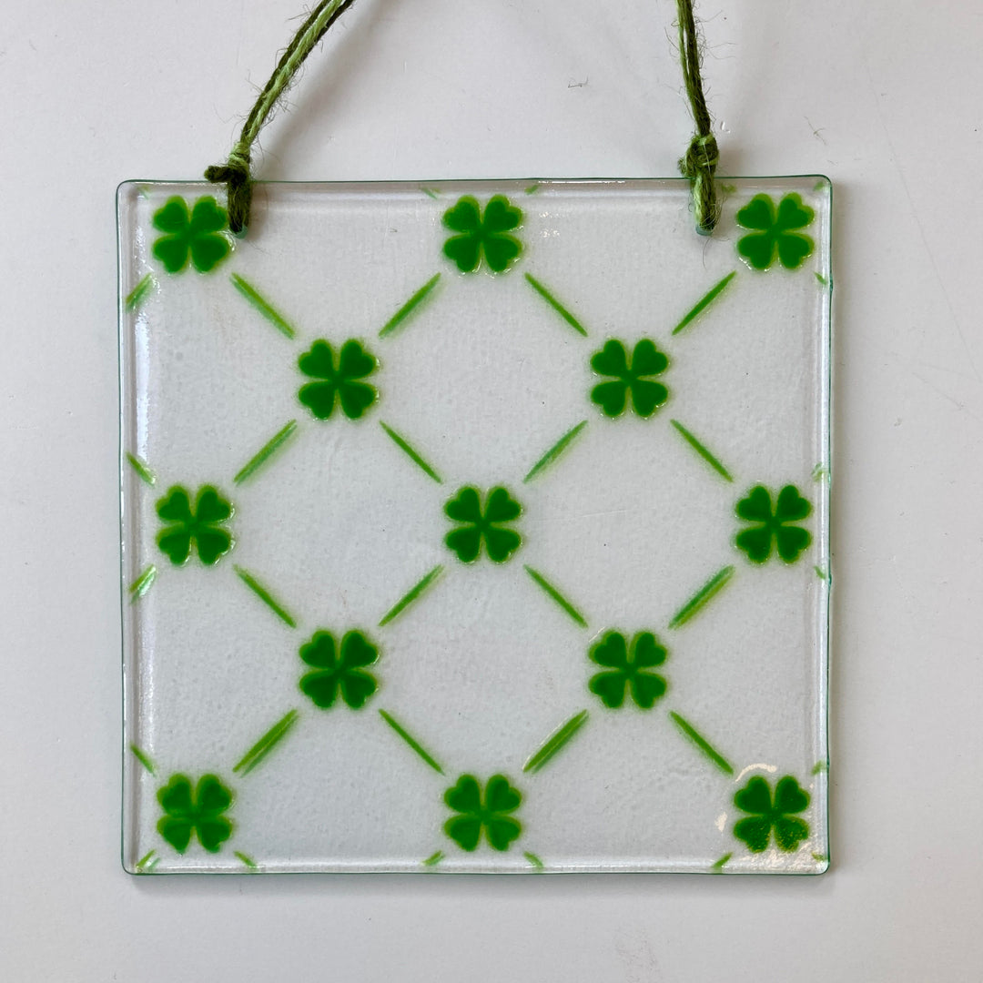 Mini Shamrock 6"X6" Fused Glass Square