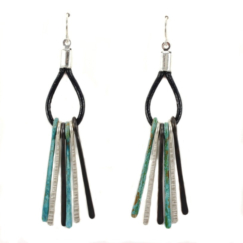 Teocalli Tassel Earrings Silver Patina + Mixed Metals